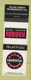 Matchbook Cover - Karibou Salon Bar Mandarin Drummondville QC