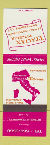 Matchbook Cover - Italian Pizzeria Pizza Sherbrooke QC