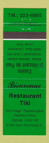 Matchbook Cover - Restaurant Tiki Laval QC
