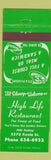 Matchbook Cover - High Life Restaurant Downsview ON