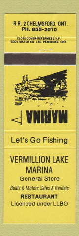 Matchbook Cover - Vermillion Lake Marina General Store Chelmsford ON YELLOW