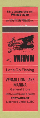 Matchbook Cover - Vermillion Lake Marina General Store Chelmsford ON RED
