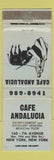 Matchbook Cover - Cafe Andalucia New York City Mexican WORN BLUE