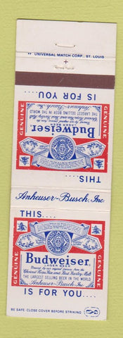 Matchbook Cover - Budweiser Beer