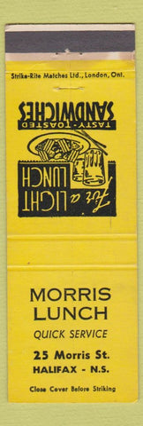 Matchbook Cover - Morris Lunch Halifax NS