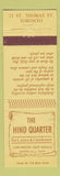 Matchbook Cover - Hind Quarter Restaurant Toronto ON