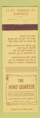 Matchbook Cover - Hind Quarter Restaurant Toronto ON
