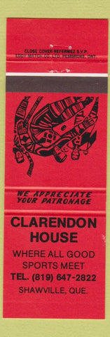 Matchbook Cover - Clarendon House Shawville QC hockey