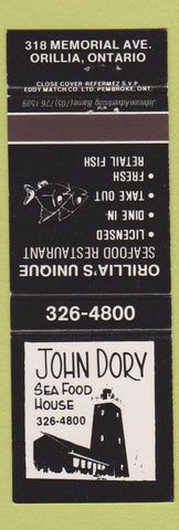 Matchbook Cover - John Dory Seafood House Orillia ON