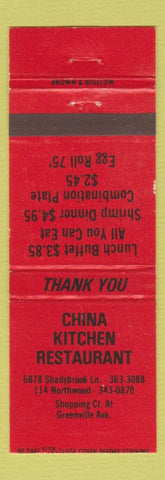 Matchbook Cover - China Kitchen Restaurant