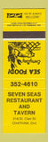 Matchbook Cover - Seven Seas Restaurant Tavern Chatham ON