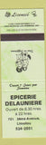 Matchbook Cover - Epicerie Delauniere Limoilou QC