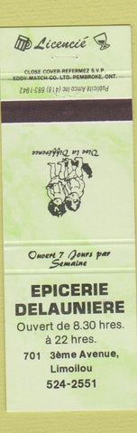 Matchbook Cover - Epicerie Delauniere Limoilou QC