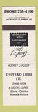 Matchbook Cover - Keely Lake Lodge Keeley SK?