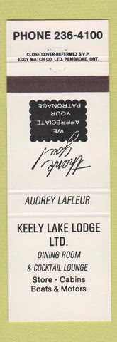 Matchbook Cover - Keely Lake Lodge Keeley SK?