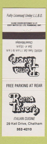 Matchbook Cover - Roma Tavern Italian Chatham ON