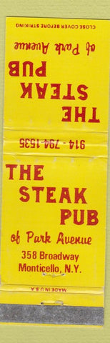 Matchbook Cover - Steak Pub Monticello NY WORN