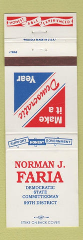 Matchbook Cover - Norman J Faria State Committeeman Election