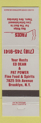 Matchbook Cover - Faces Brooklyn NY