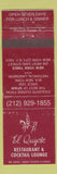 Matchbook Cover - El Quijote Restaurant New York City WEAR
