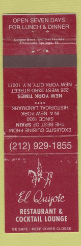 Matchbook Cover - El Quijote Restaurant New York City WEAR