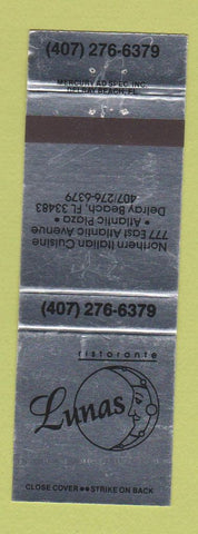 Matchbook Cover - Lunas Ristorante Delray Beach FL