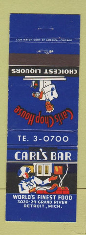 Matchbook Cover - Carl's Bar Detroit MI