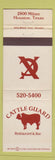 Matchbook Cover - Cattle Guard Restaurant Houston TX WEAR