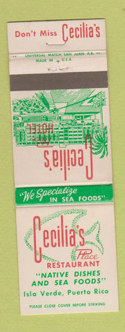 Matchbook Cover - Cecilia's Place Restaurant Isla Verde Puerto Rico