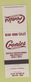 Matchbook Cover - Cronies Restaurant New York City