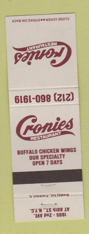 Matchbook Cover - Cronies Restaurant New York City