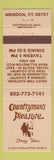 Matchbook Cover - Countryman's Pleasure Mendon VT