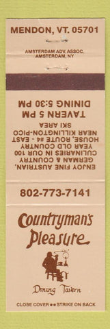Matchbook Cover - Countryman's Pleasure Mendon VT