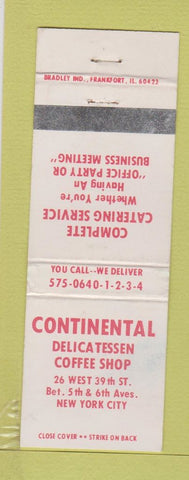 Matchbook Cover - Continental Deli Coffee New York City WORN