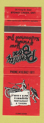 Matchbook Cover - Village Restaurant and Tavern Stoney Creek ON