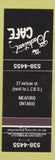 Matchbook Cover - Backstreet Cafe Meaford ON