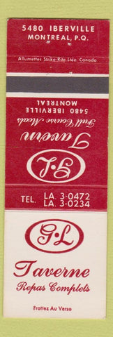 Matchbook Cover - GL Tavern Montreal QC