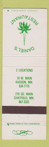 Matchbook Cover - Daniel's Restaurant Kasson MN Chatfield