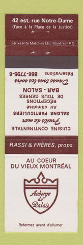 Matchbook Cover - Au Coeur Du Vieux Montreal QC