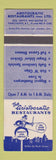 Matchbook Cover - Aristocratic Restaurants Vancouver BC WEAR