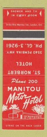 Matchbook Cover - Manitou Motor Hotel St Norbert Hotel MB