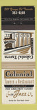 Matchbook Cover - Colonial Tavern Restaurant Jazz Toronto ON