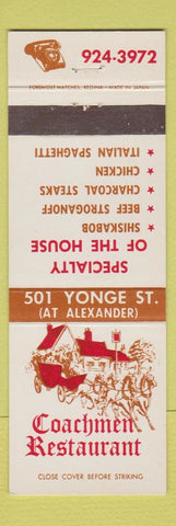 Matchbook Cover - Coachman Restaurant Toronto ON