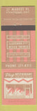 Matchbook Cover - Plaza Restaurant Stratford ON