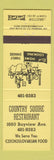 Matchbook Cover - Country Squire Restaurant Czech restaurant Canada