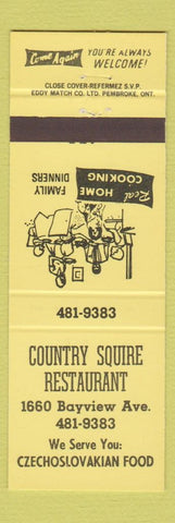 Matchbook Cover - Country Squire Restaurant Czech restaurant Canada