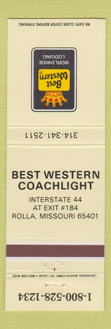 Matchbook Cover - Best Western Coachlight Rolla MO