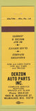 Matchbook Cover - Derzon Auto Parts Milwaukee WI