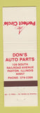 Matchbook Cover - Perfect Circle Don's Auto Parts Paxton IL