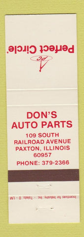 Matchbook Cover - Perfect Circle Don's Auto Parts Paxton IL